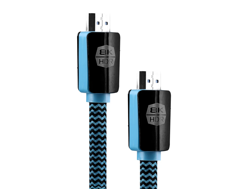 CABLE T'NB HDMI MALE/MALE 19+1 BROCHES HD READY 2,1,8K  CABLE 2M COLORIS NOIR / BLEU