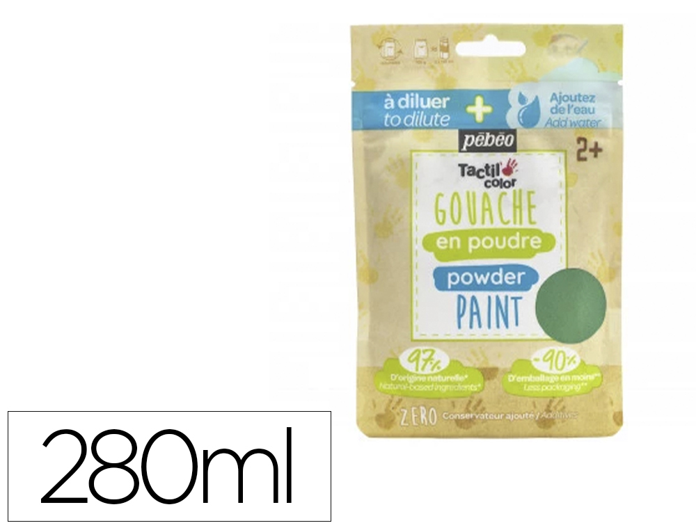 GOUACHE PEBEO TACTILCOLOR POUDRE A DILUER 2 EN 1        GOUACHE DOIGT 280ML GOUACHE   LIQUIDE 500ML COLORIS VERT